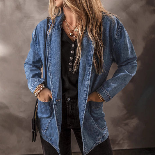 DenimChic Suit Collar Jacket