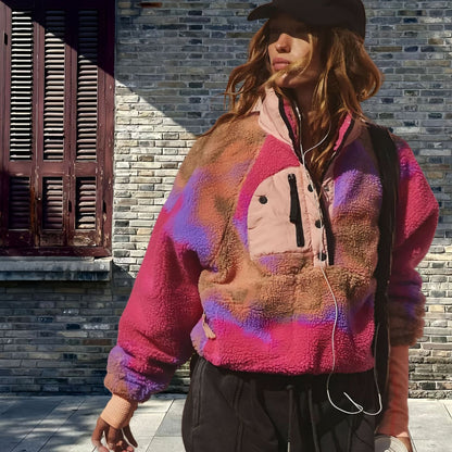 DualTone Fleece Lapel Sweater