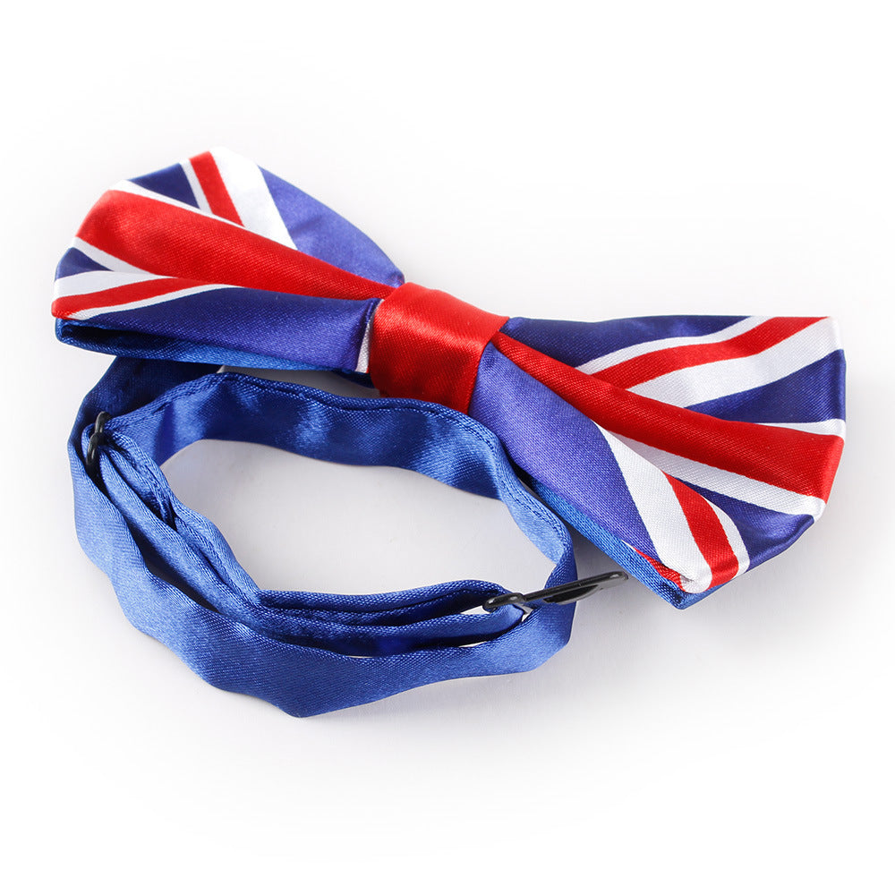 Silk Flag Printed Bow Banquet Party Men's Collar Accessories