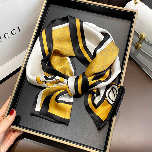 Ink Painting Boxer Small Silk Scarf Fashion Decoration
