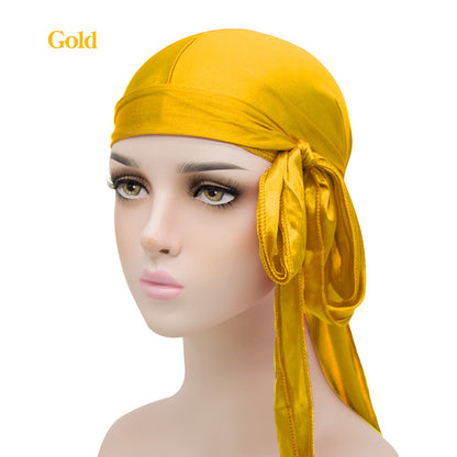 Silk Long Tail Turban Hat Silk Pirate Hat