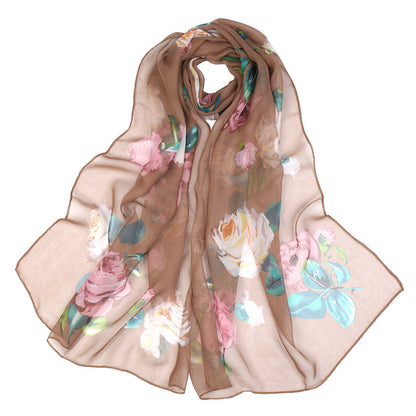 Summer Lotus  Pond Moonlight Thin Silk Scarf