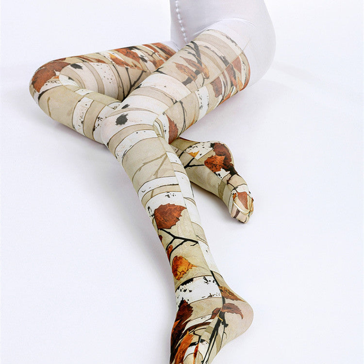 Printed Silk Stockings Jacquard Panty Women