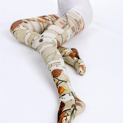 Printed Silk Stockings Jacquard Panty Women