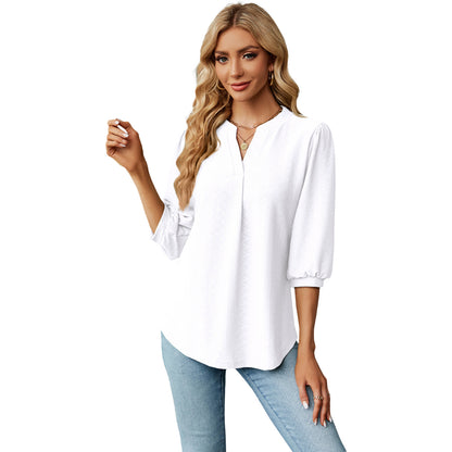 Velmira Jacquard Pleat Top
