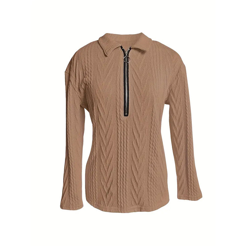 Velzora Zip Texture Top