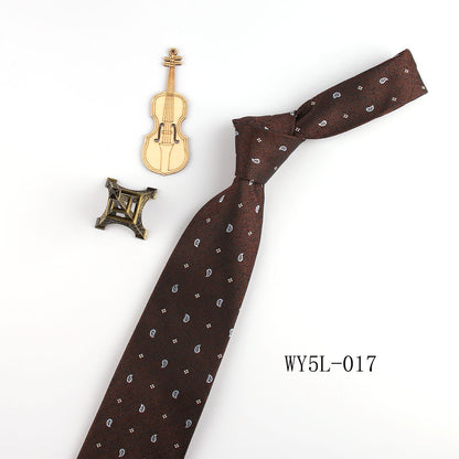 Business Clothing Tie Factory Wholesale Men's Trendy Striped Jacquard Polyester Silk Tie Work Workplace Amazon