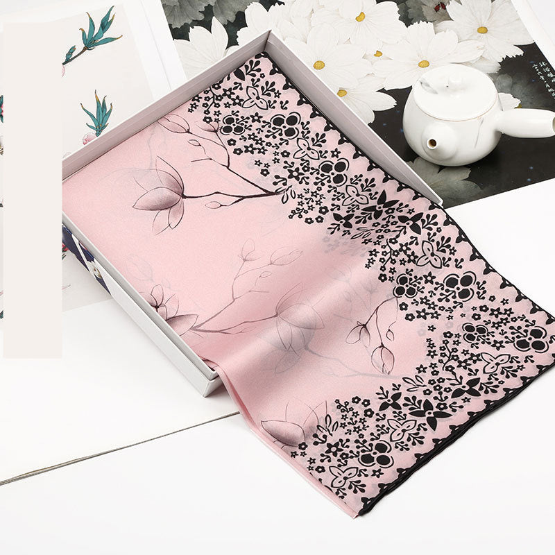 Spring Silk Crepe Satin Long Scarf