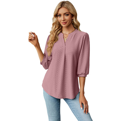 Velmira Jacquard Pleat Top