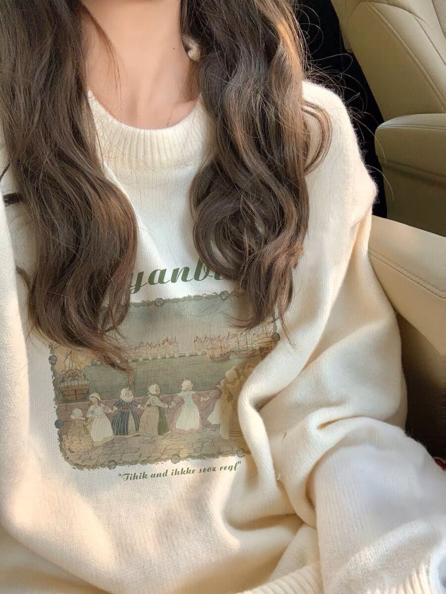VintageEase Printed Pullover
