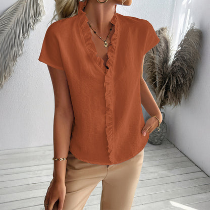Lunara Ruche Trim Shirt