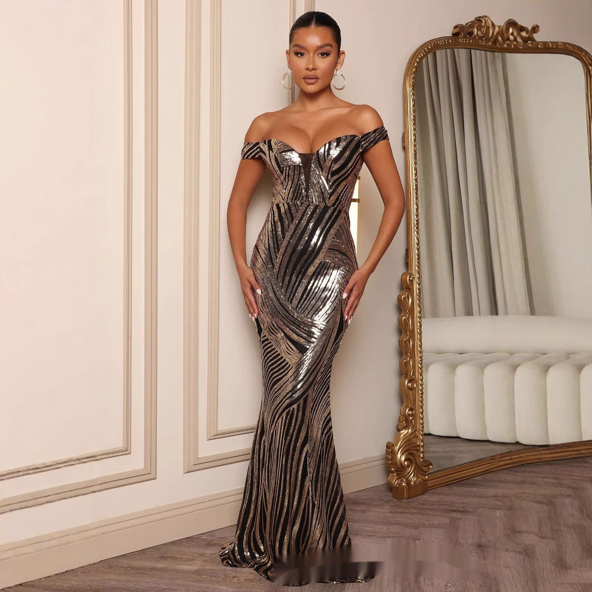 Luna Sheer Off-Shoulder Dress