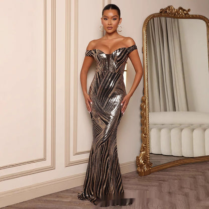 Luna Sheer Off-Shoulder Dress