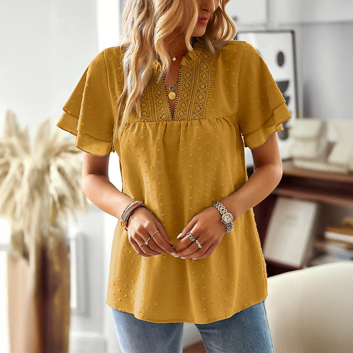 Isla Flare V-Collar Blouse