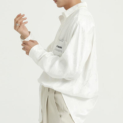 Fall New Style Chinese Dragon Embossed Men's Silk Shirt