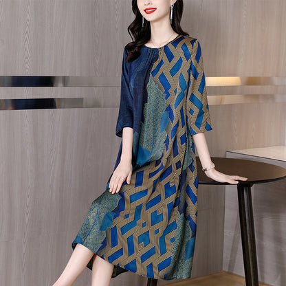 Middle-aged Women's Silk DressMom