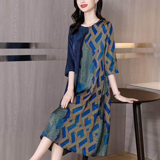Middle-aged Women's Silk DressMom