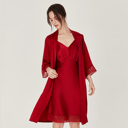Women's Real Silk Pajamas Sexy Two-piece Set