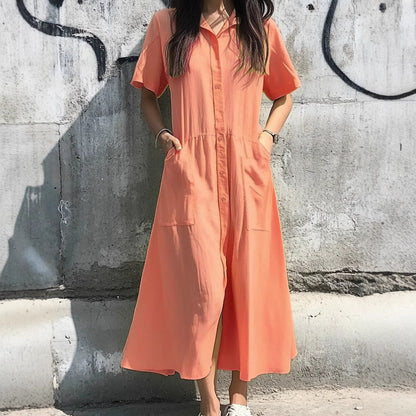 Breezelane Button Pocket Dress