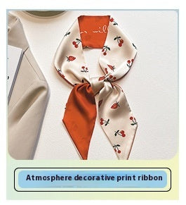 Silk-like Horse Printing Fashion Scarf Warm Decoration Small Scarf Double-sided Scarf Hair Band For Women
