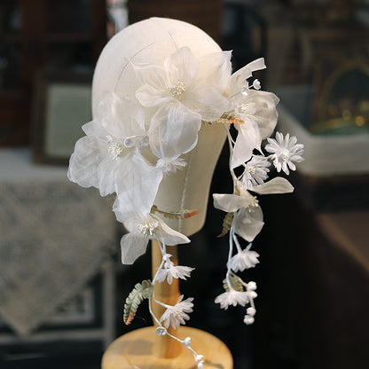 Women's French Fantasy White Silk Embossing