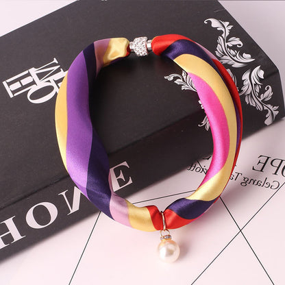 Women's Fashion Print Embellished Silk Scarf