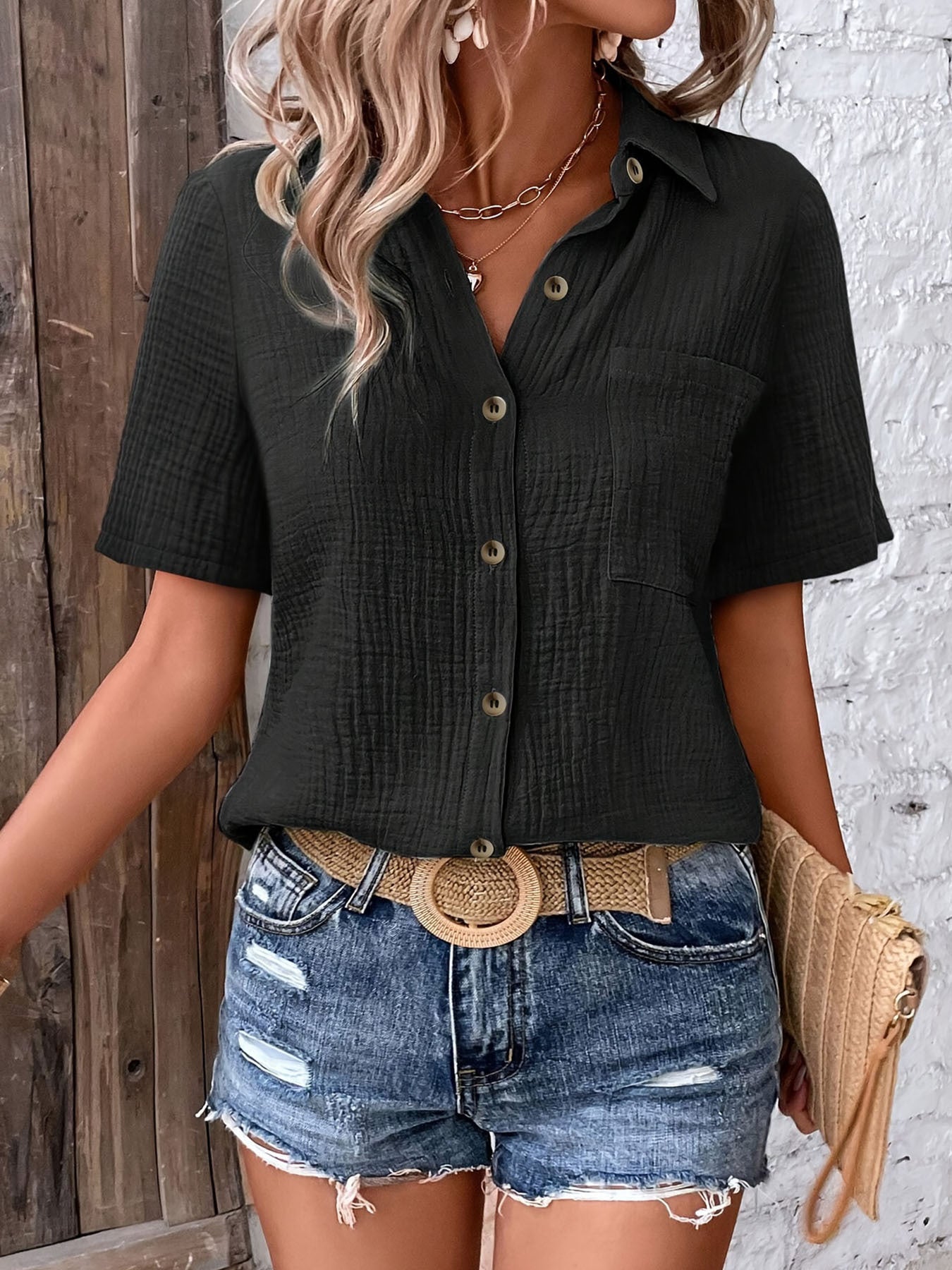 Lunaria Vibe Button Blouse
