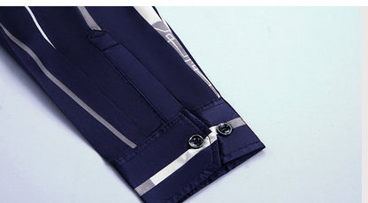 Spring And Autumn Striped  Silk Ironing Shirt Men's Long Sleeves