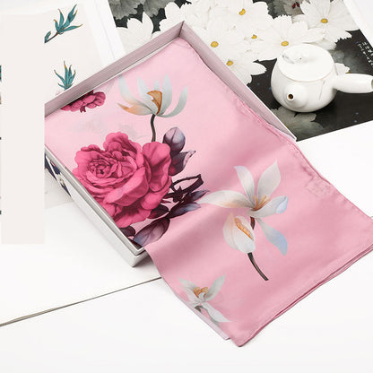 Spring Silk Crepe Satin Long Scarf