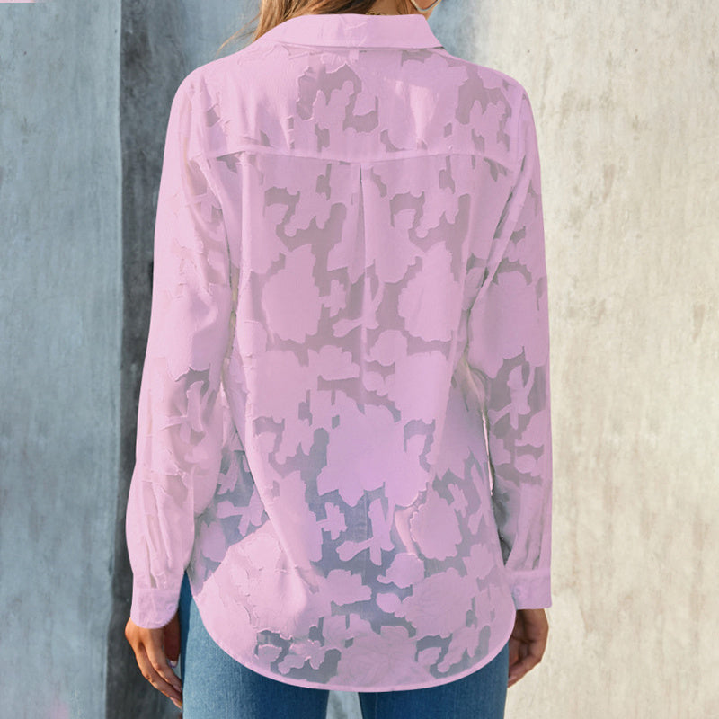 SheerMuse Jacquard Blouse