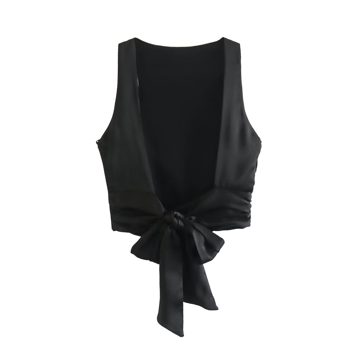 Women's Silk Satin Texture Backless Small Top