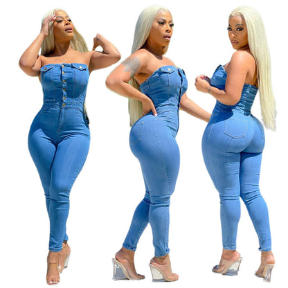Riviera Curve Denim Jumpsuit