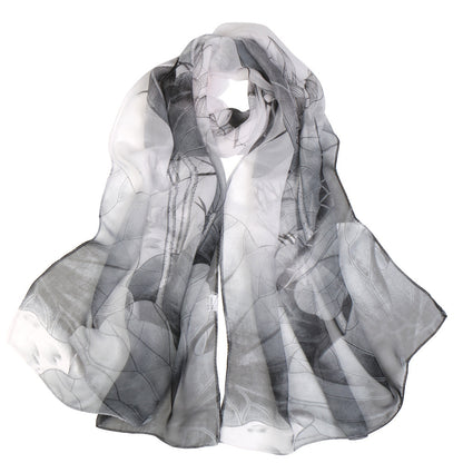 Summer Lotus  Pond Moonlight Thin Silk Scarf