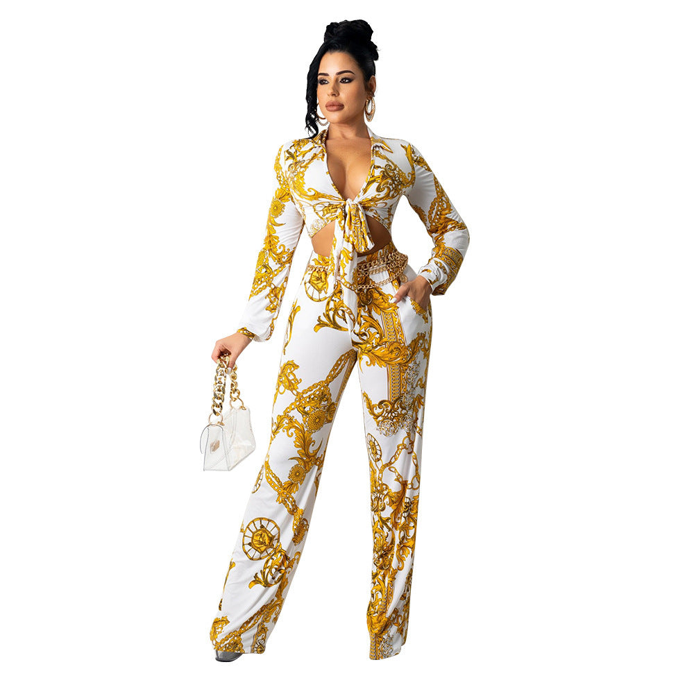 Sports And Leisure Milk Silk Printing Two-Piece Suit