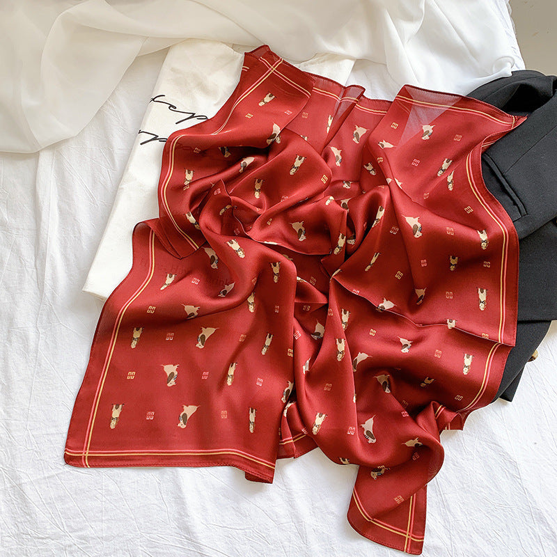 Simple  Wild Fashion Color Matching Color Simulation Silk Square Scarf