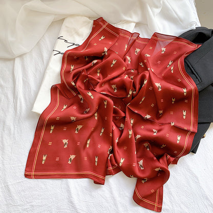 Simple  Wild Fashion Color Matching Color Simulation Silk Square Scarf