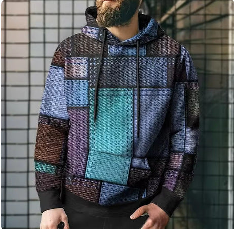 PlaidFusion Hooded Sweatshirt