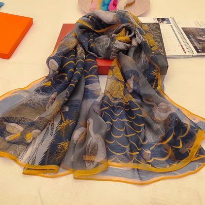 Women's Autumn Digital Inkjet Printing  Silk Scarf