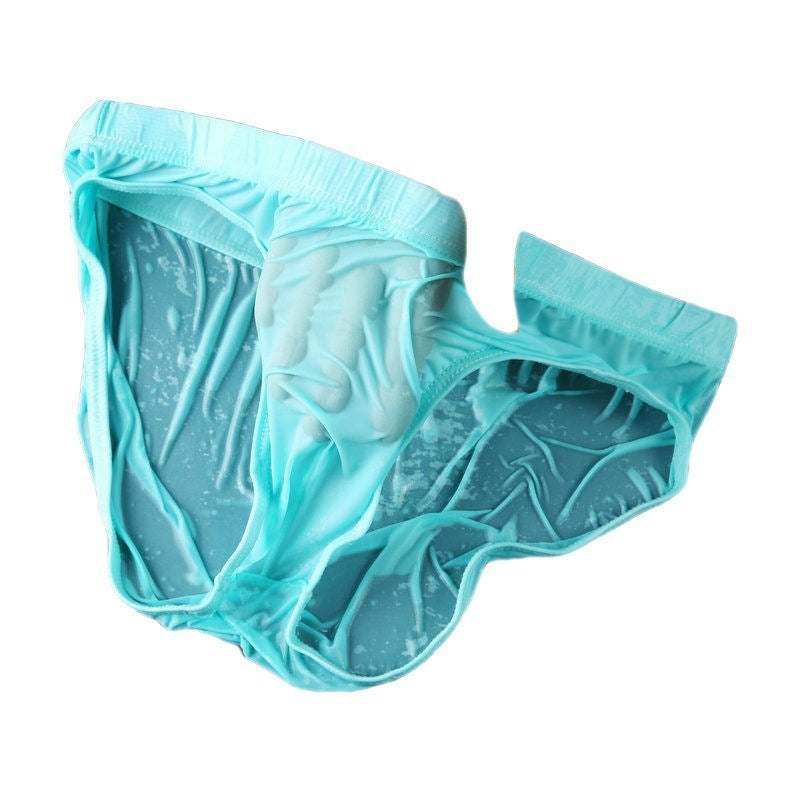 Simple Solid Color Men's Seamless Ice Silk Transparent Shorts