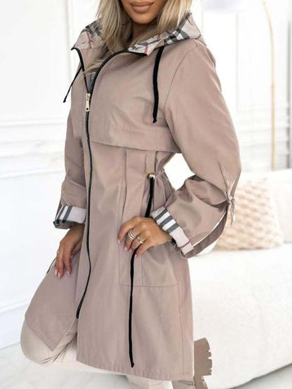 EuroChic Hooded Plaid Coat