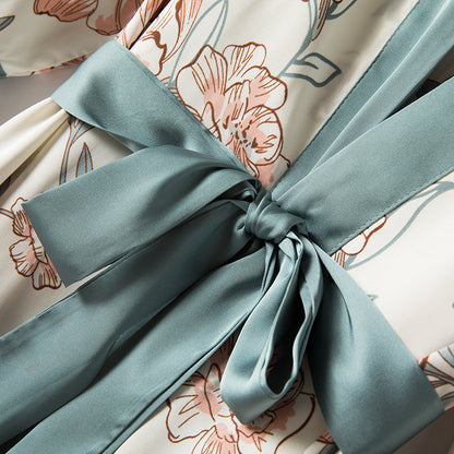Thin Silk Print Home Service With Chest Pad