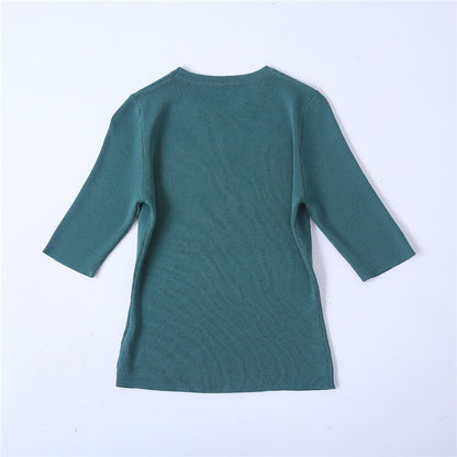 New Ice Silk Knitted Sweater Green Half Skirt