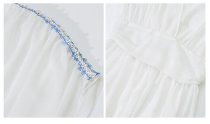 Temperament Solid Color Waist Silk Long Dress