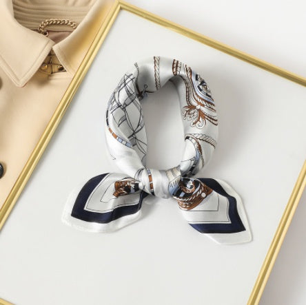 Silk Scarf Women's Spring And Summer New Fashion Professional All-match Printing Satin Silk Small Square Scarf Soft Scarf