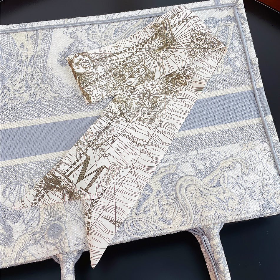 26 Letters Retro Ethnic Bag Silk Scarf