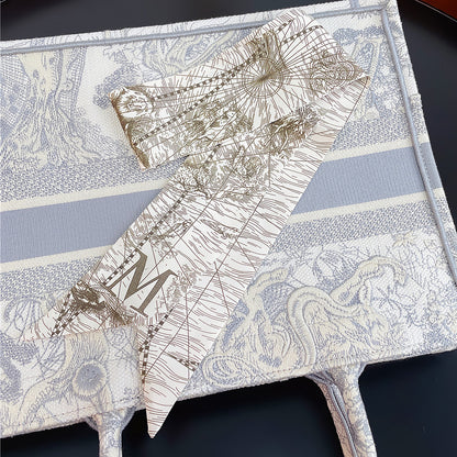 26 Letters Retro Ethnic Bag Silk Scarf