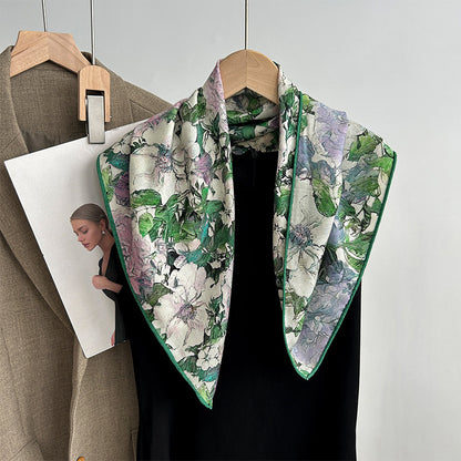 Tropical Jungle Double-color Silk Wool Square Scarf