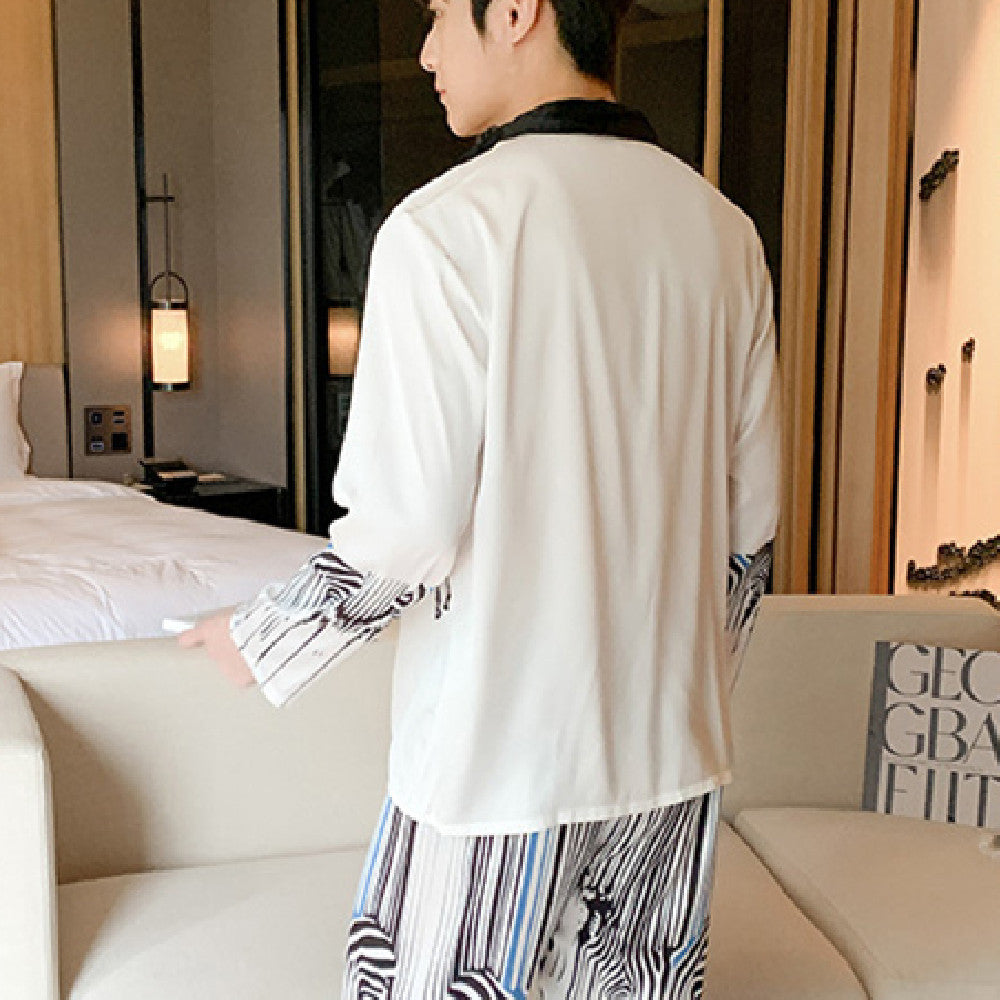 Ice Silk Printed Long Sleeved Pants