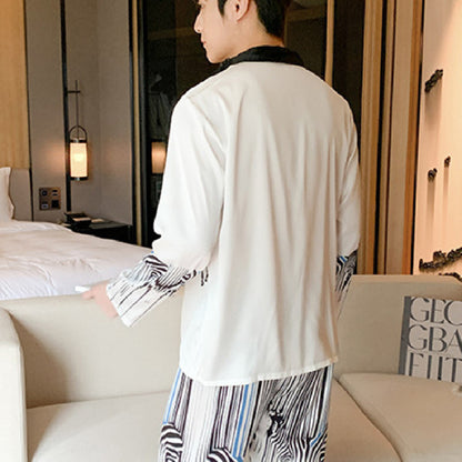 Ice Silk Printed Long Sleeved Pants