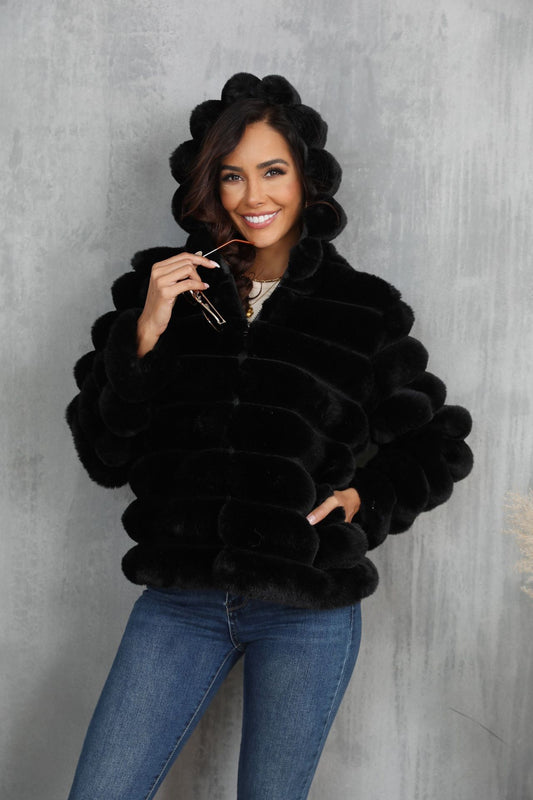 FauxFur Stride Hooded Jacket